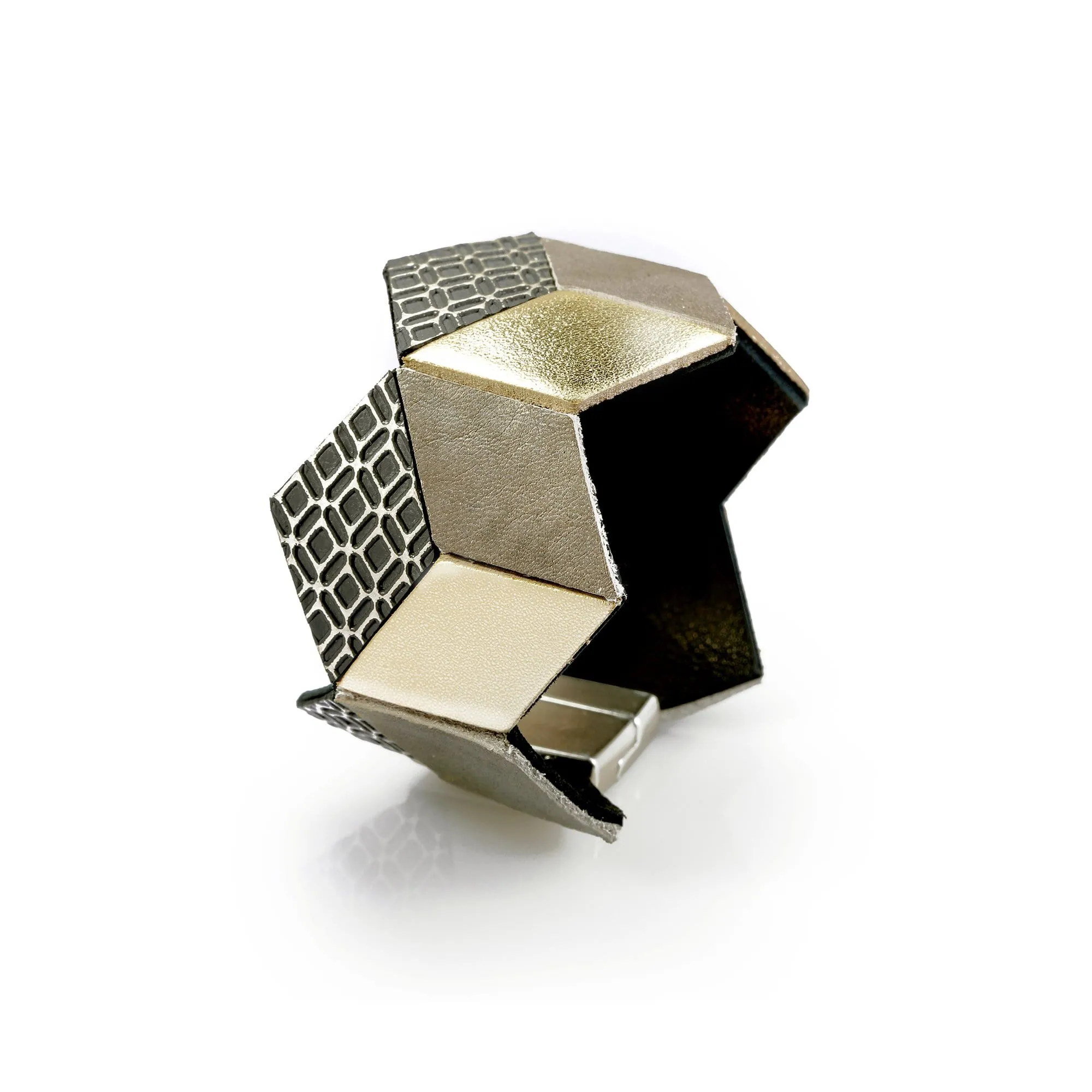 Gold Leather Geometric Bracelet by Jeanne Darc