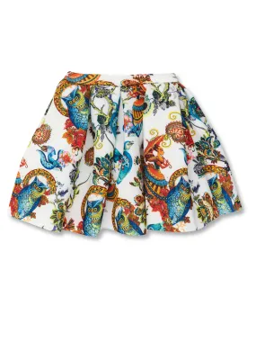 Botanical Owl Pleated Skirt