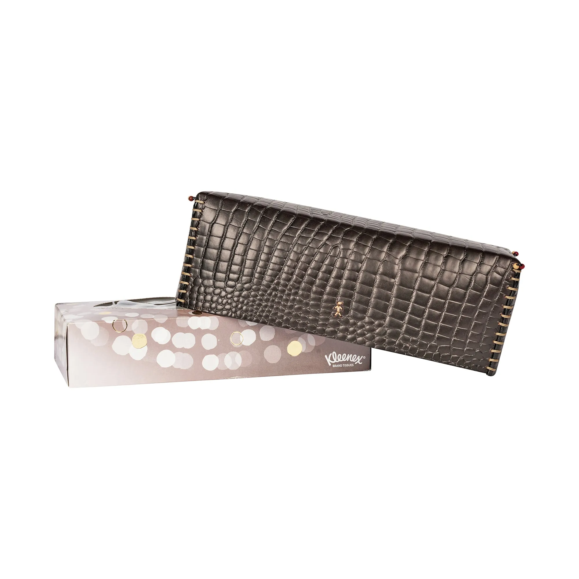 Printed Dark Brown Croco Kleenex Box