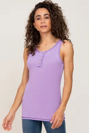 Lavender Ribbed Sleeveless Blouse