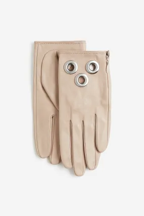 Beige Ladies Leather Gloves H&M GB