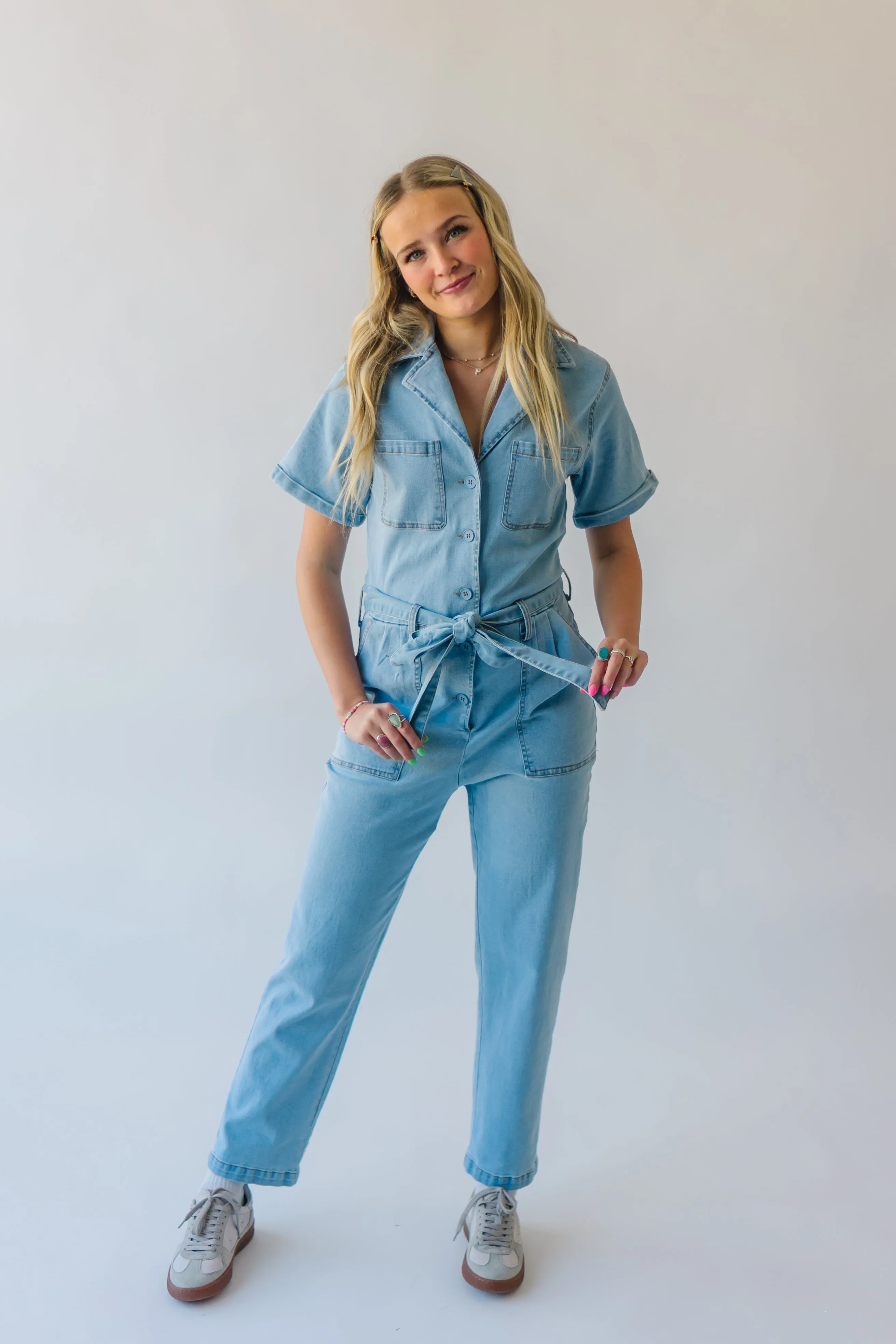 Light Denim Fleming Tie Jumpsuit