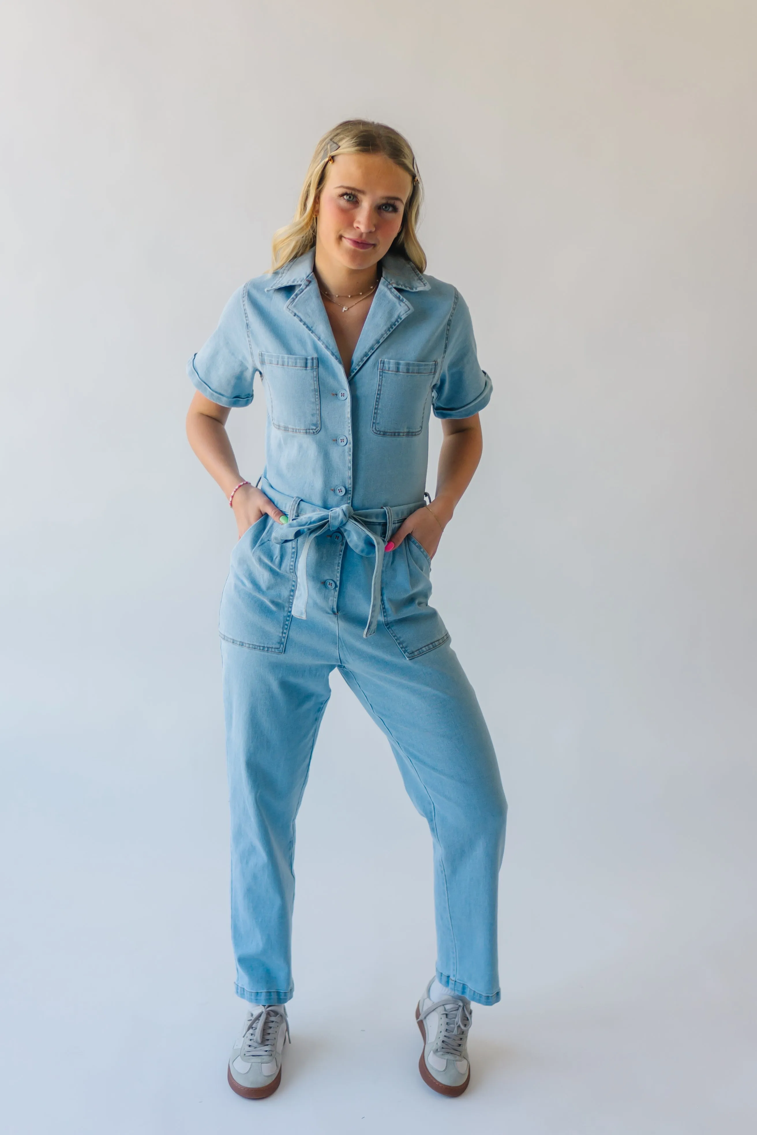 Light Denim Fleming Tie Jumpsuit