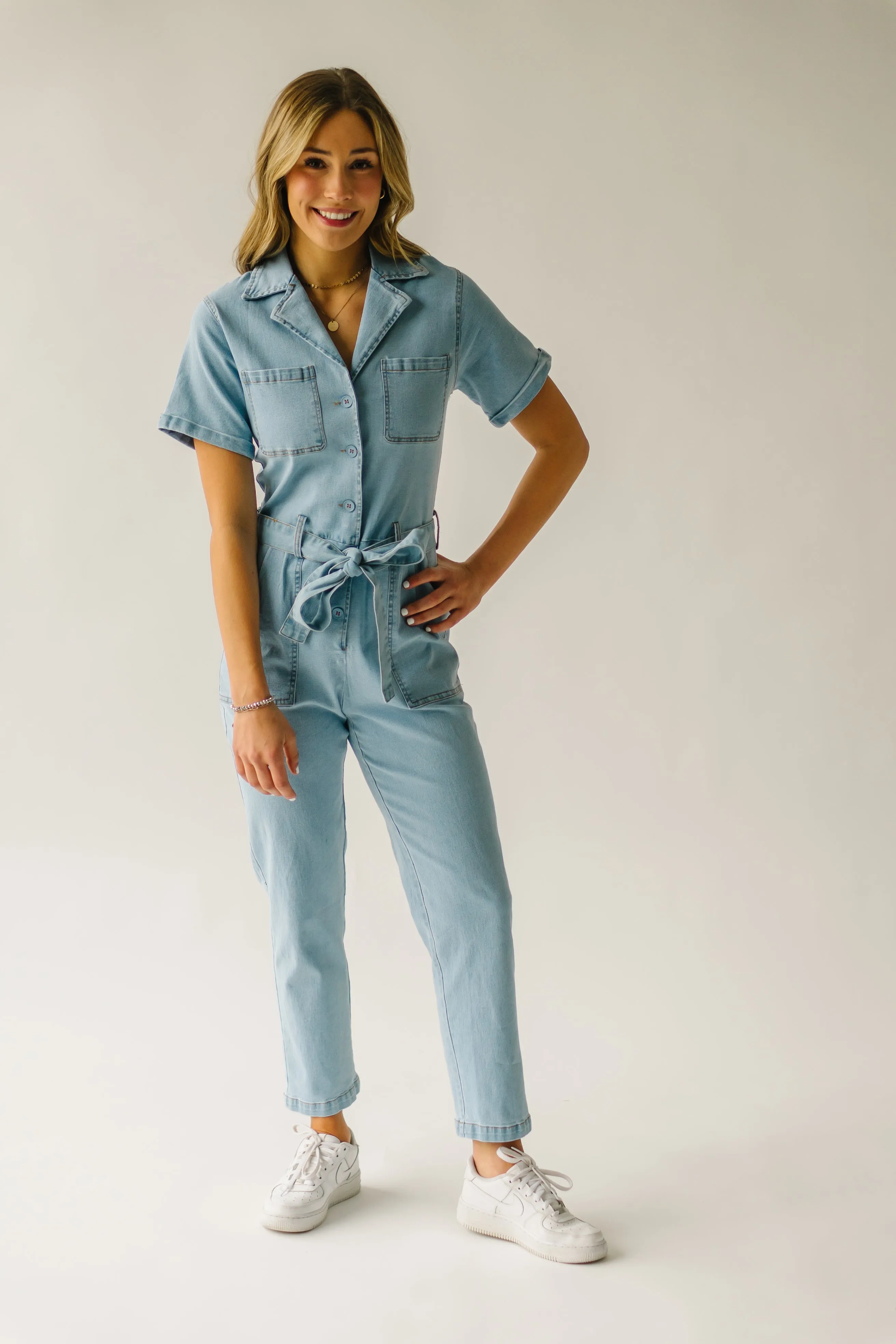 Light Denim Fleming Tie Jumpsuit