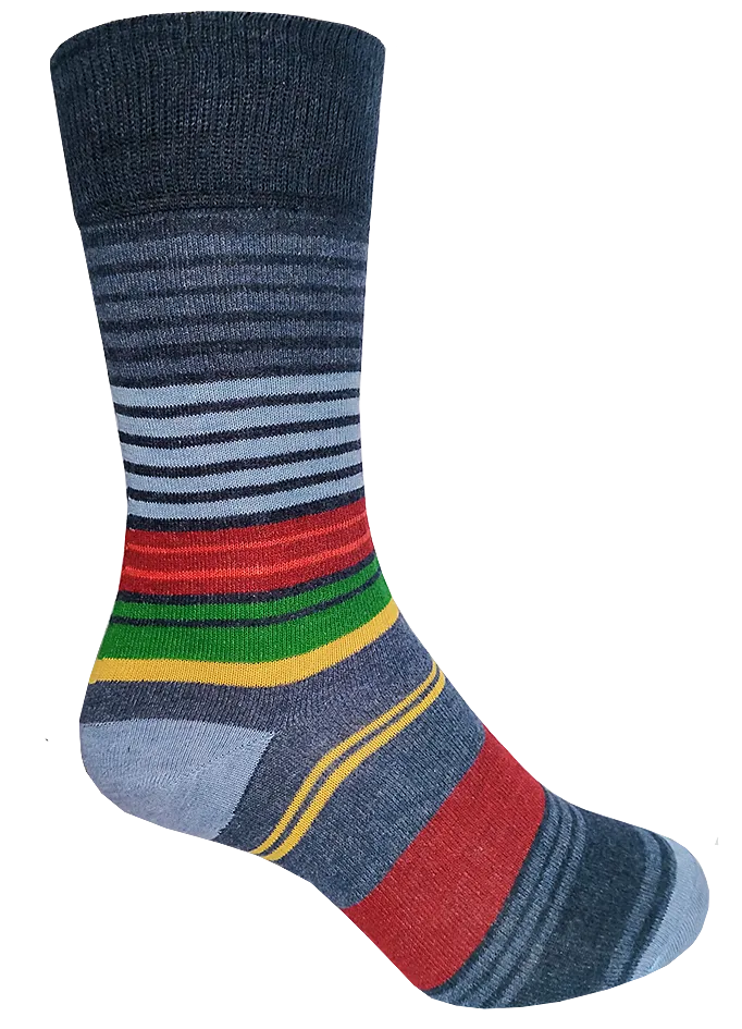 Lorenzo Uomo Variegated Stripes Socks in Denim or Navy