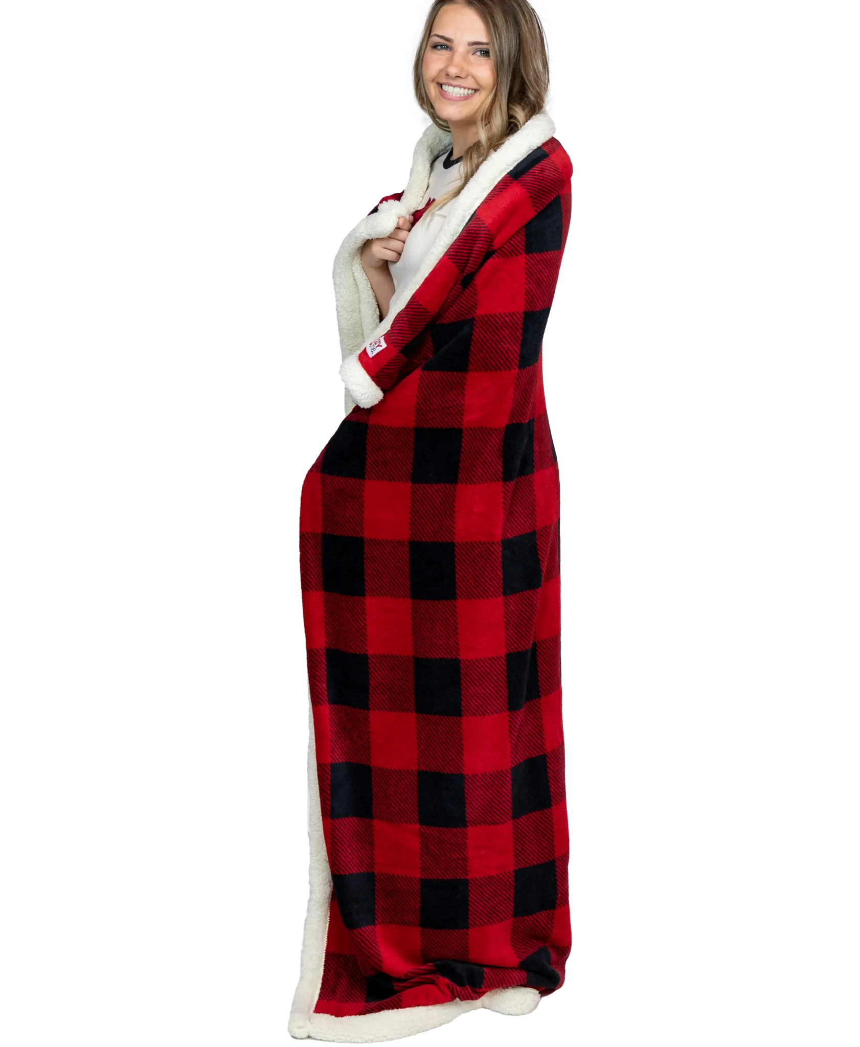 Red Plaid Sherpa Throw Blanket