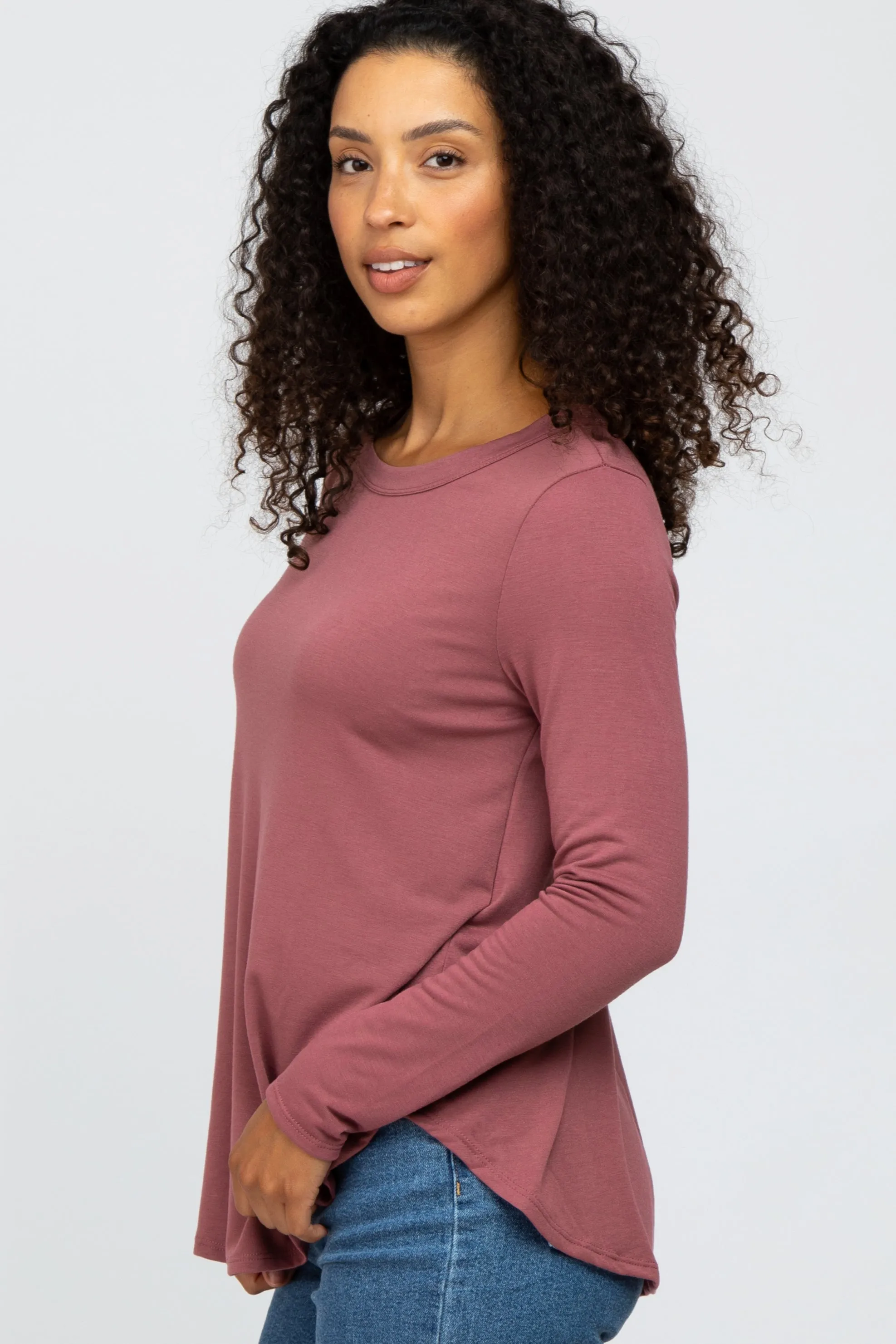 Basic Long Sleeve Dark Mauve Top