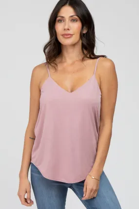 Curved Hem Tank Top in Mauve