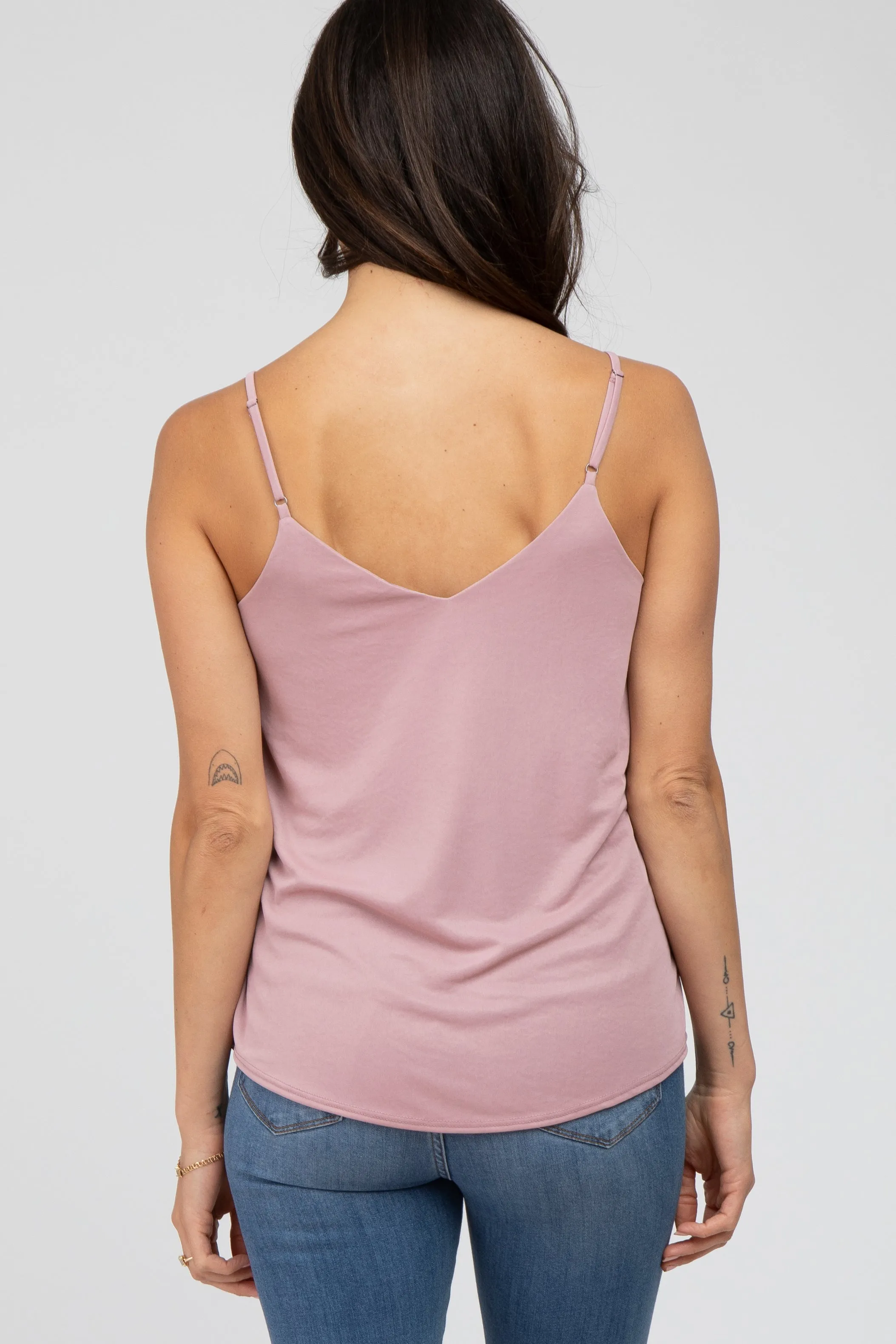 Curved Hem Tank Top in Mauve