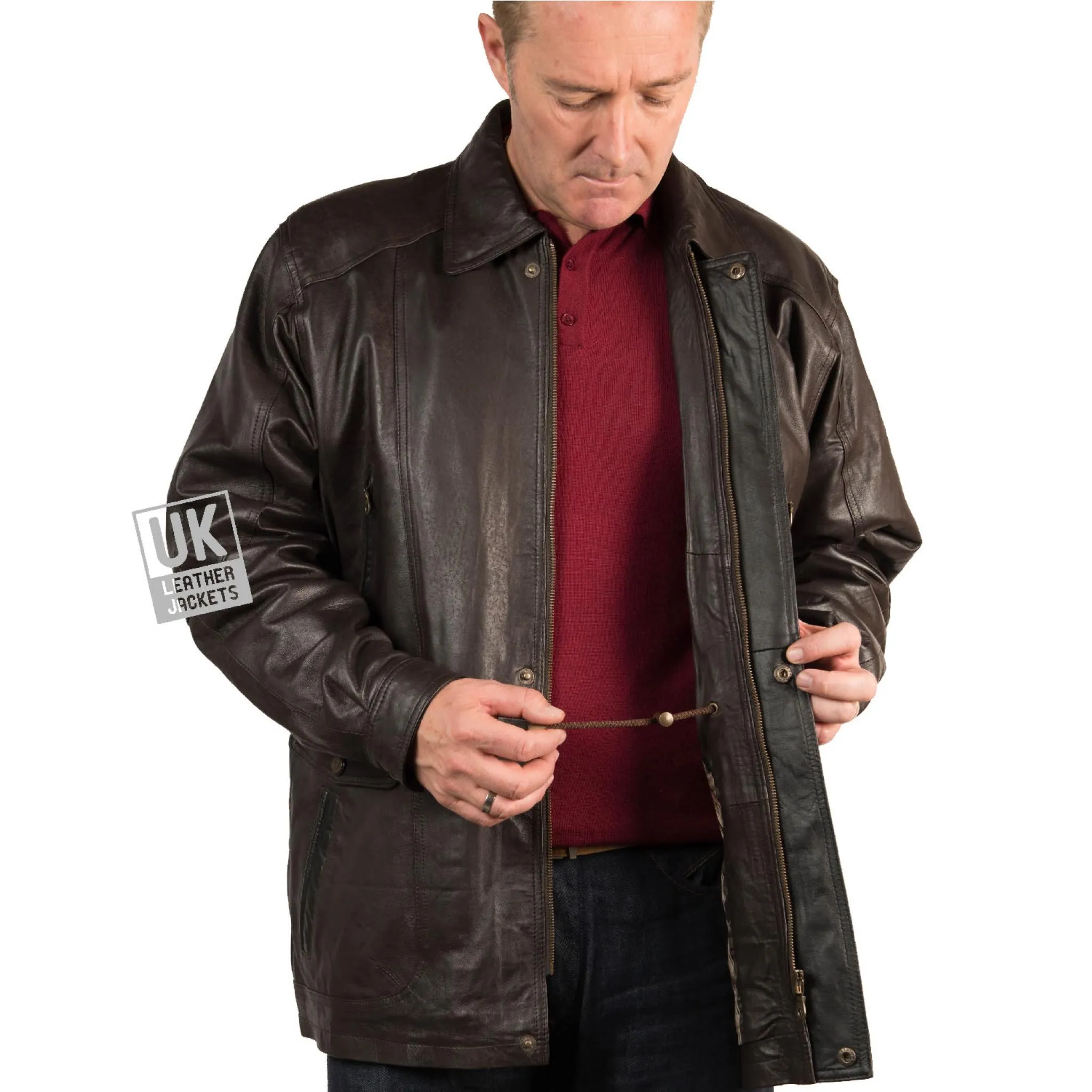 Men's Brown Parka Coat - Berwick Leather Jackets