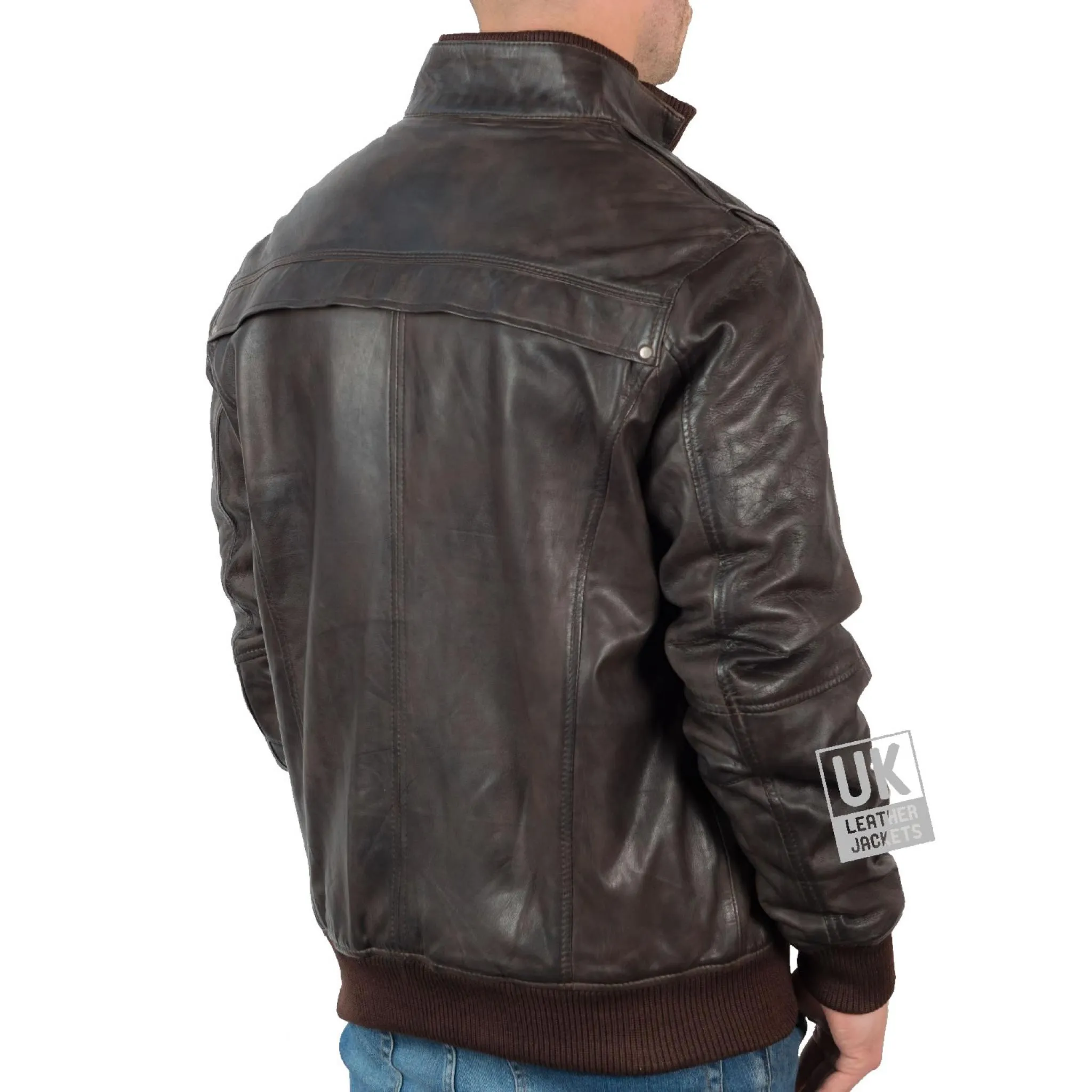 Mens Vintage Leather Bomber Jacket Brown Mirage UK Leather Jackets