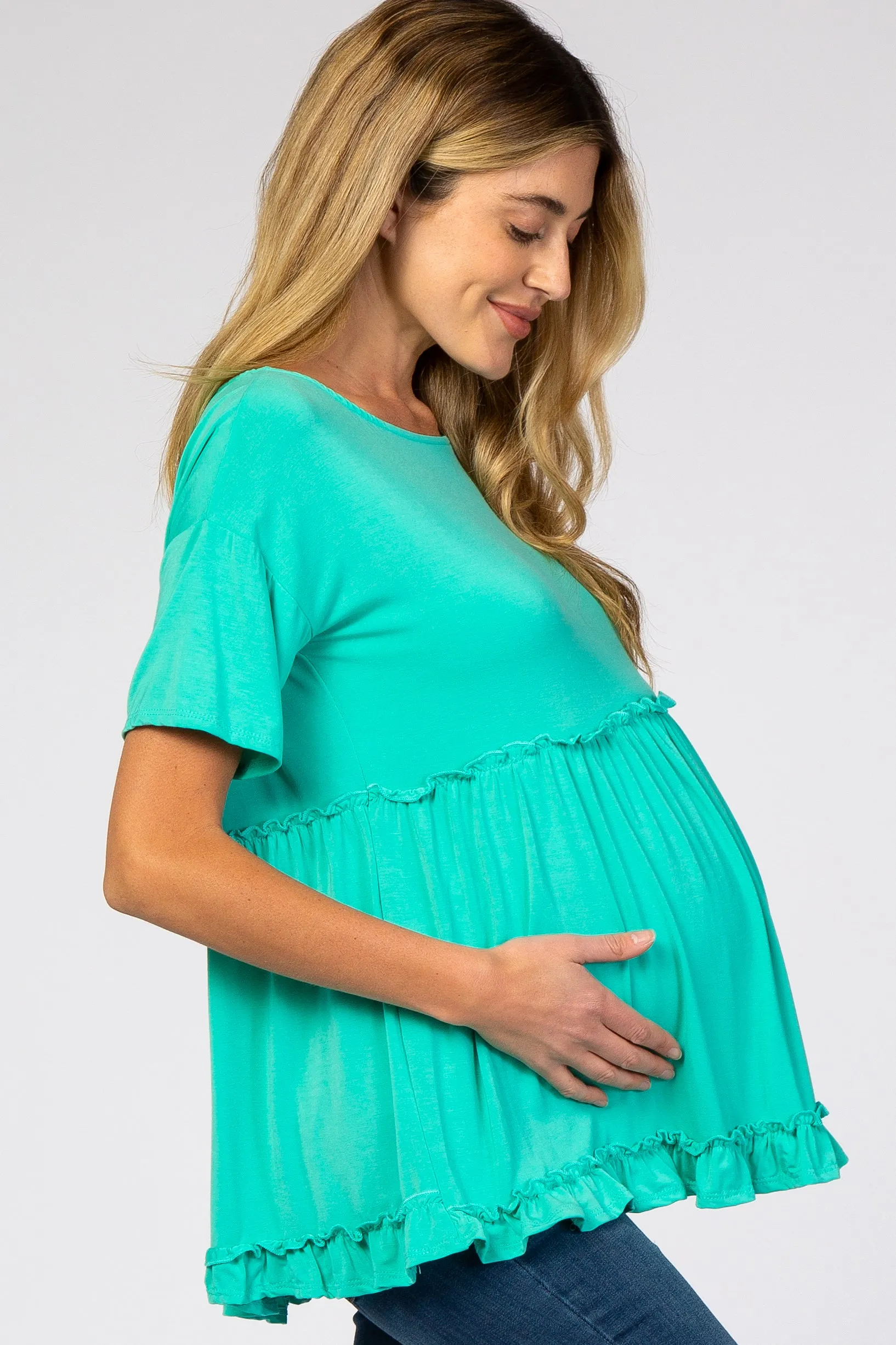 Lettuce Trim Maternity Top in Mint Green