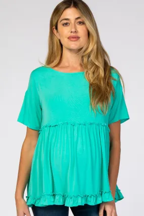 Lettuce Trim Maternity Top in Mint Green