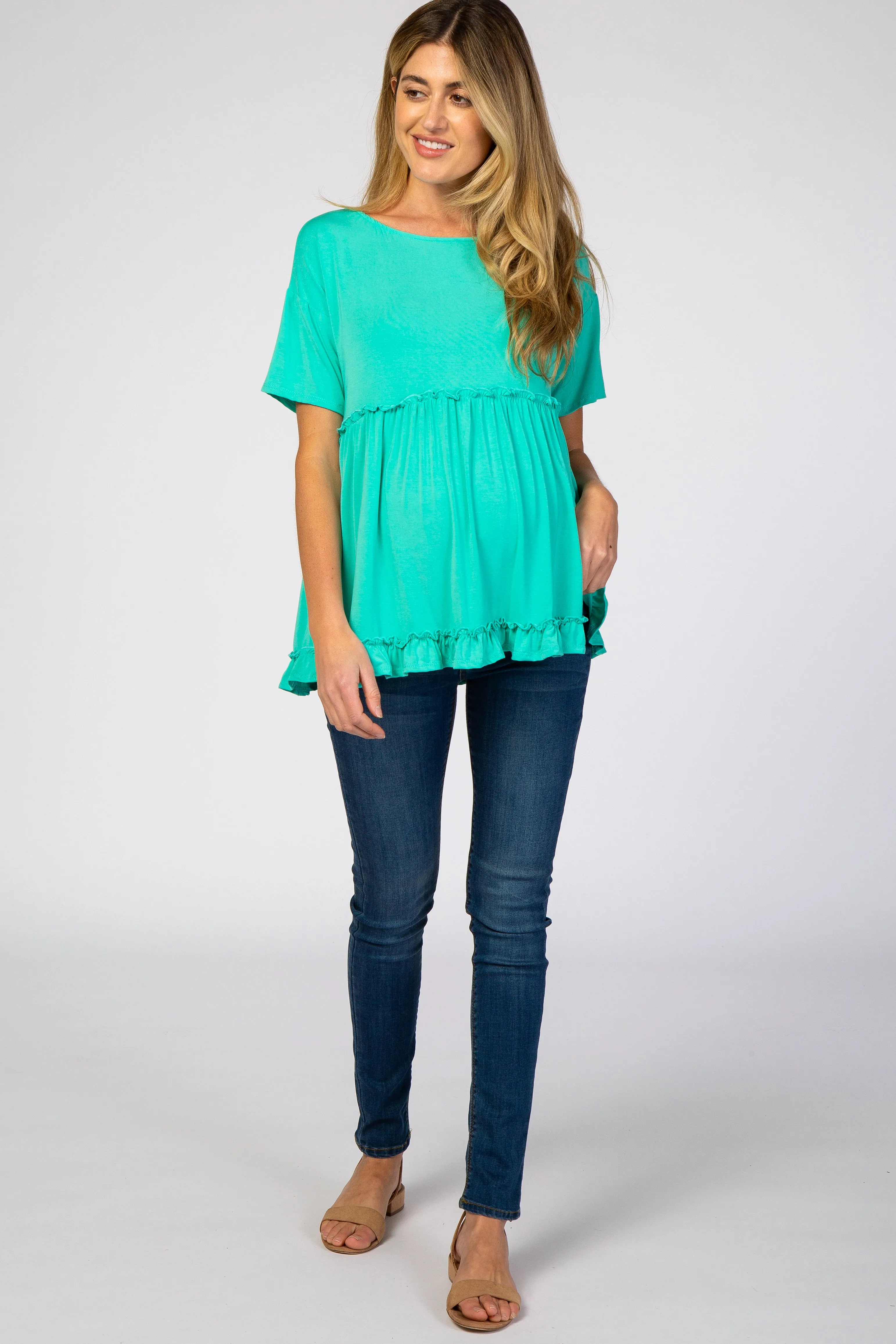 Lettuce Trim Maternity Top in Mint Green