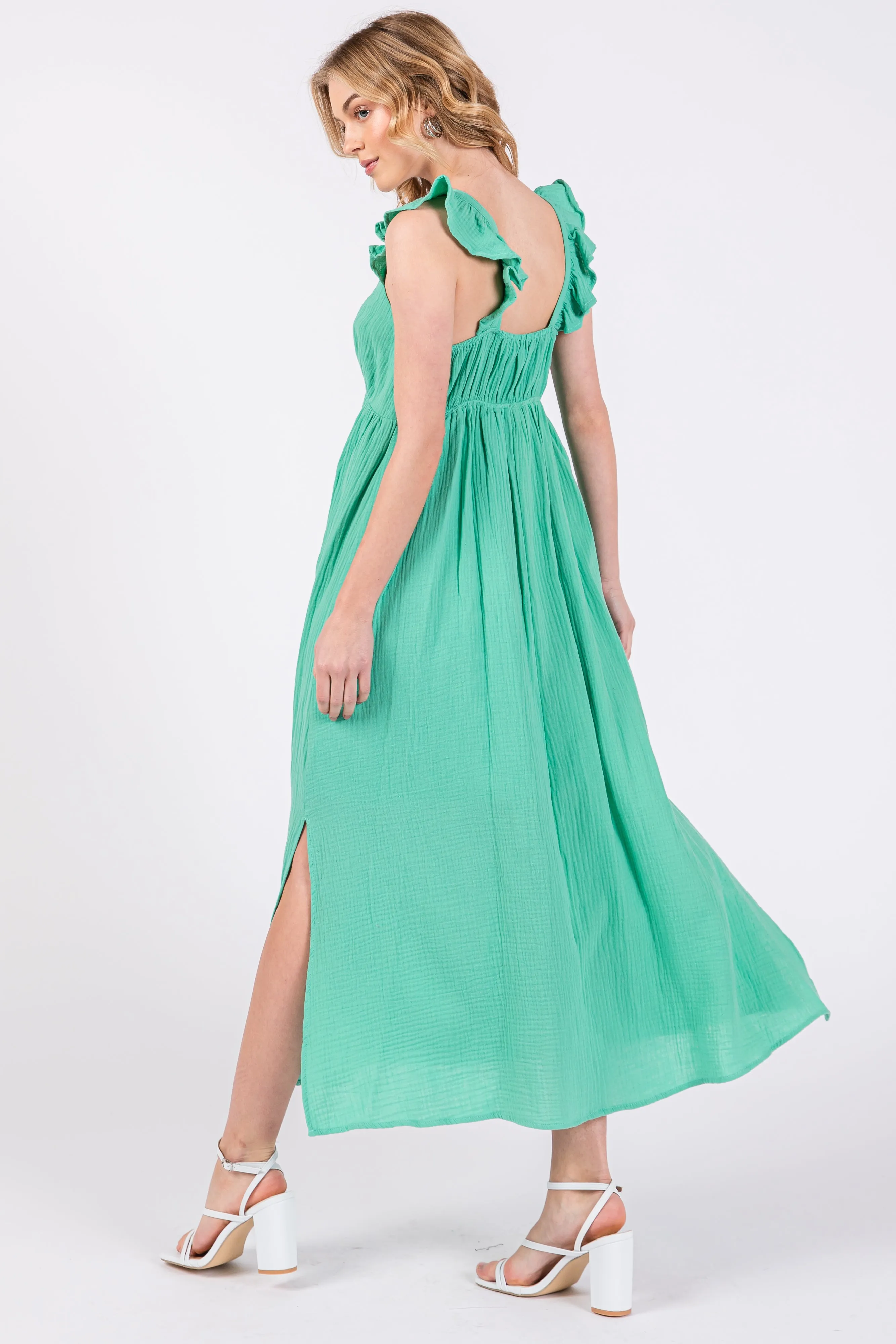 Sage Deep V-Neck Maternity Dress