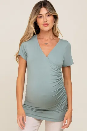 Wrap Front Maternity/Nursing Top in Mint