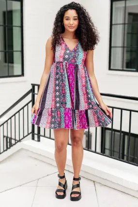 Bohemian Mixed Print Sleeveless Dress