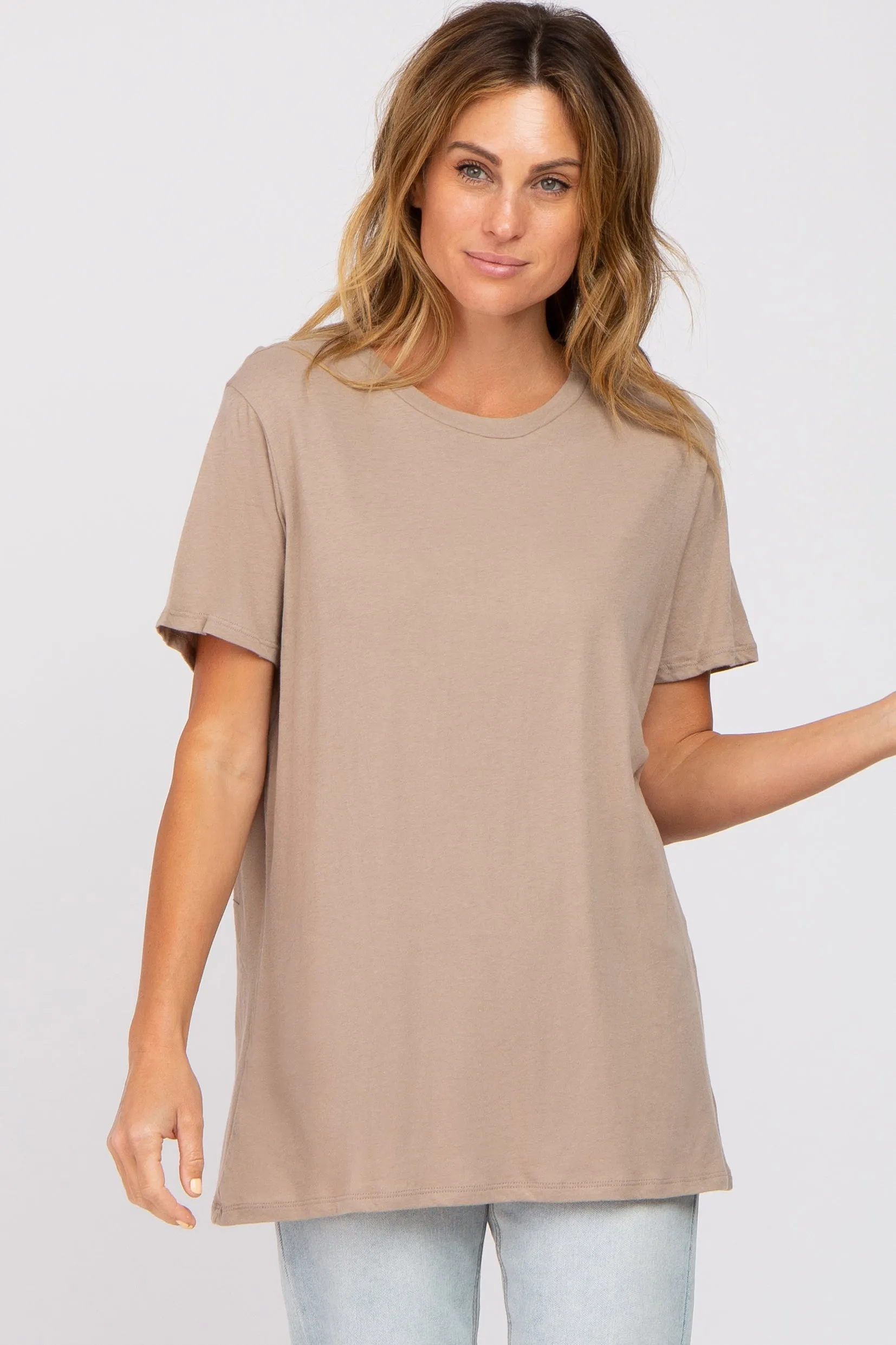 Oversized Short Sleeve Top in Mocha