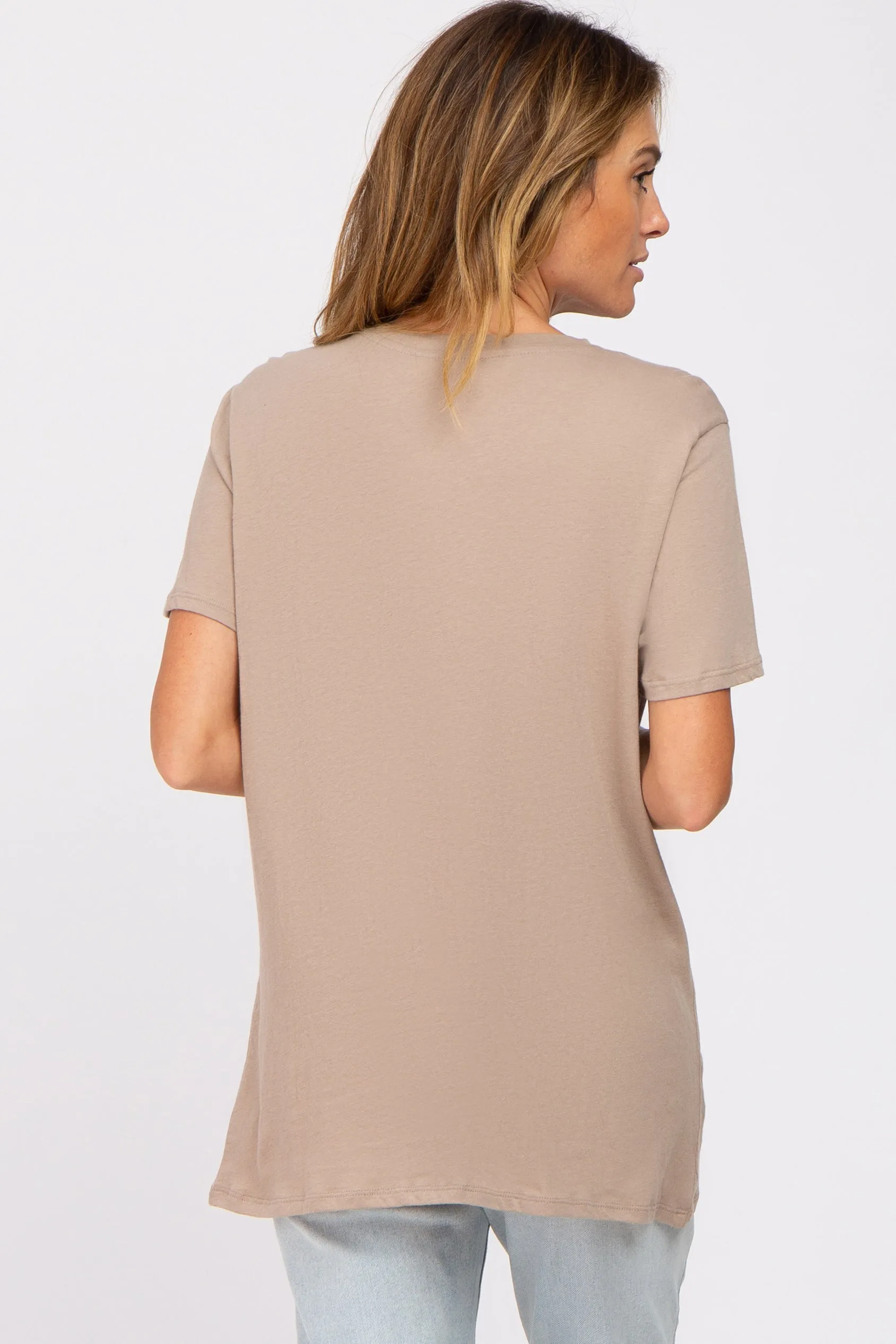 Oversized Short Sleeve Top in Mocha