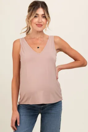 Tank Top Mocha V-Neck Maternity