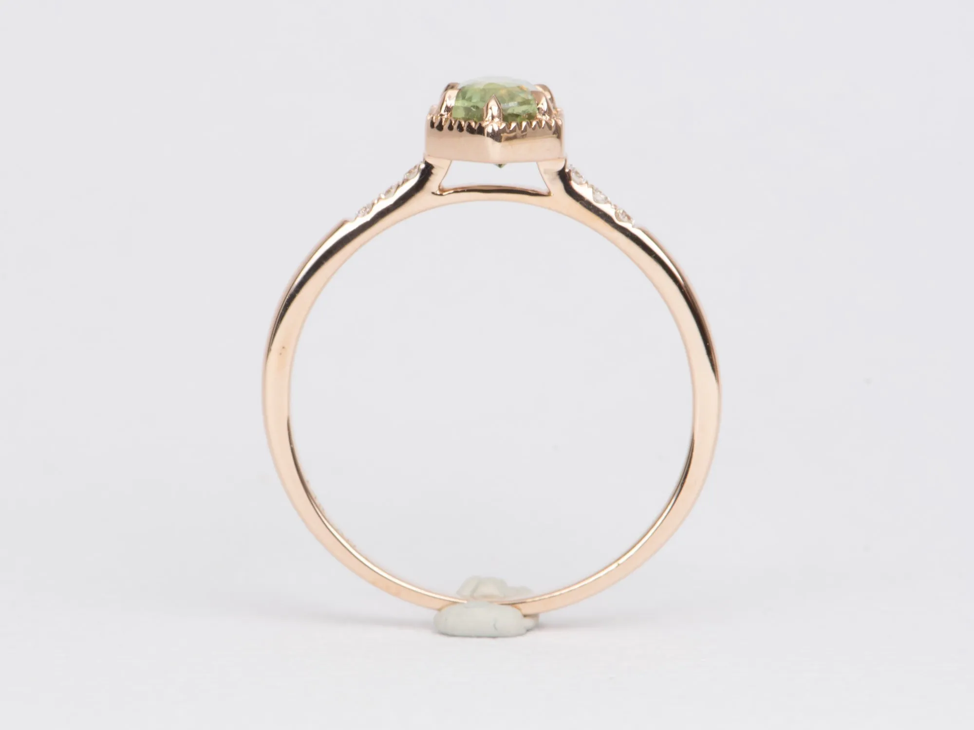 Moss Green Montana Sapphire Engagement Ring in Hexagon Setting with 14K Rose Gold