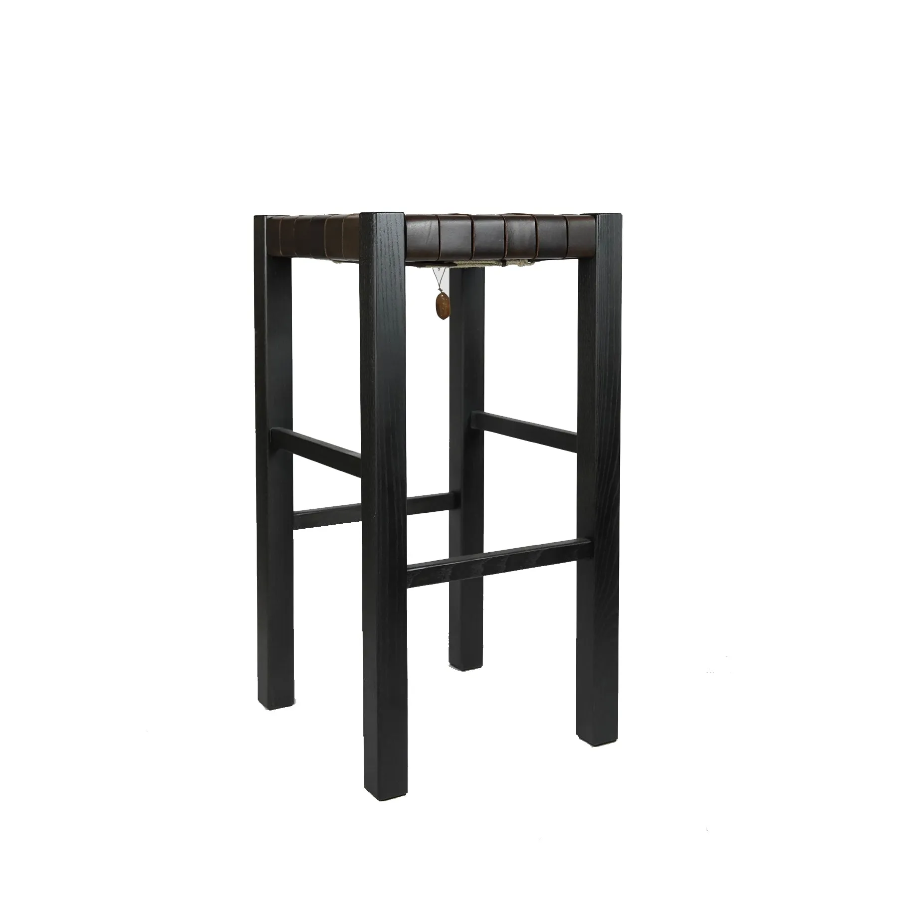 Leather Crossed Ebony Stool