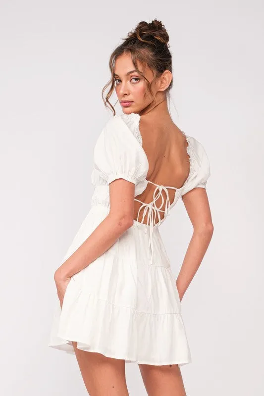 Open Back Mini Dress with Double Ties