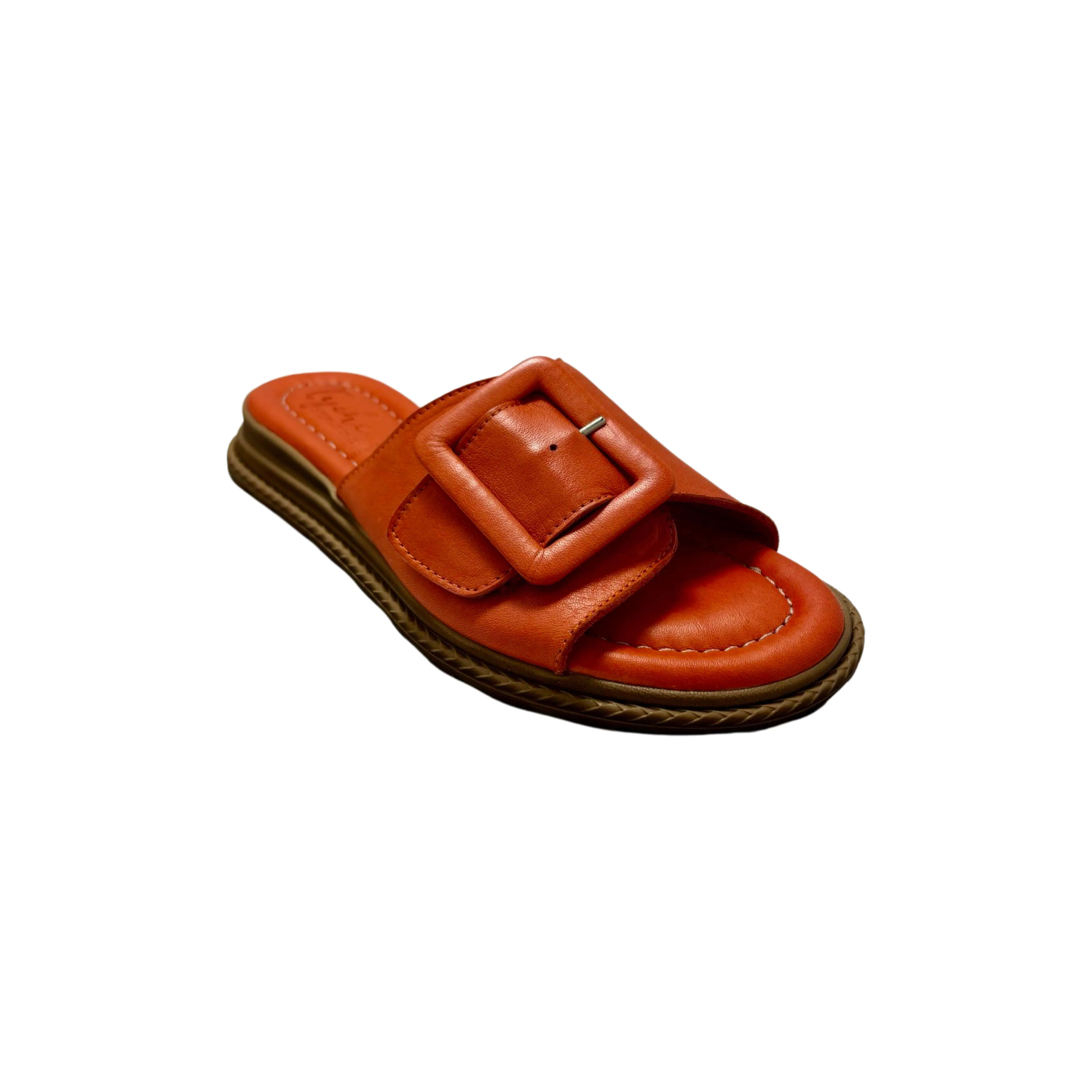 Orange Leather Slide named Monroe