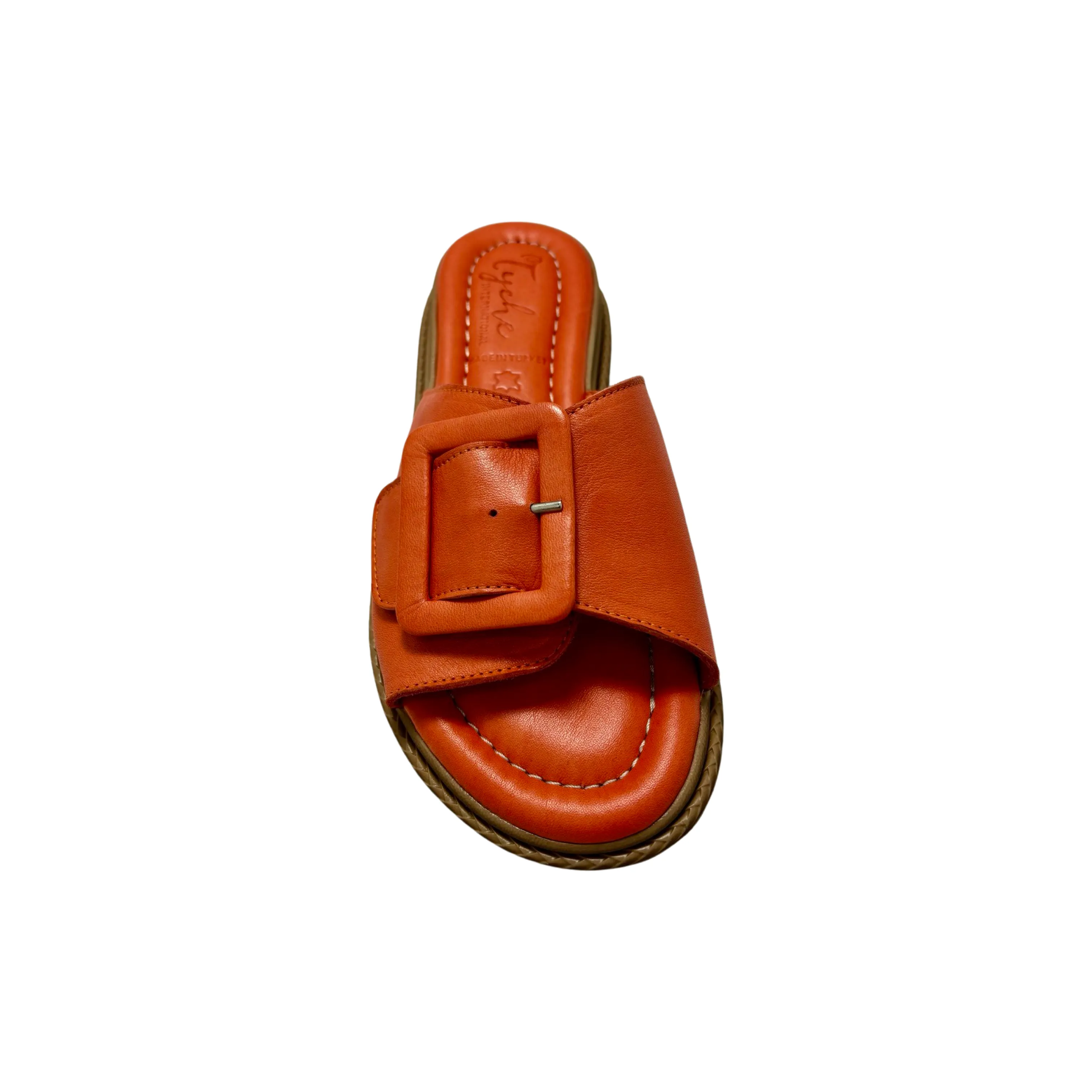 Orange Leather Slide named Monroe