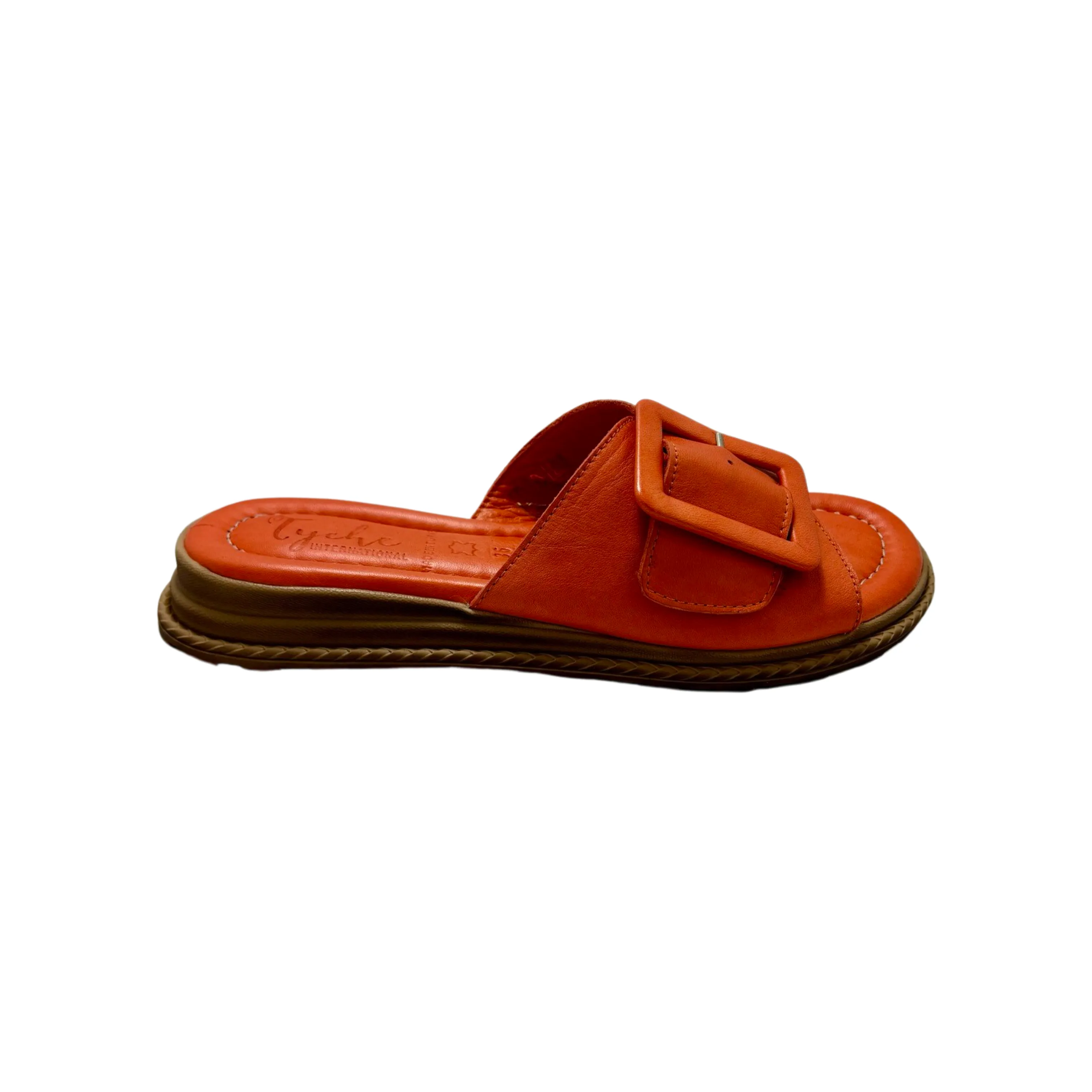 Orange Leather Slide named Monroe