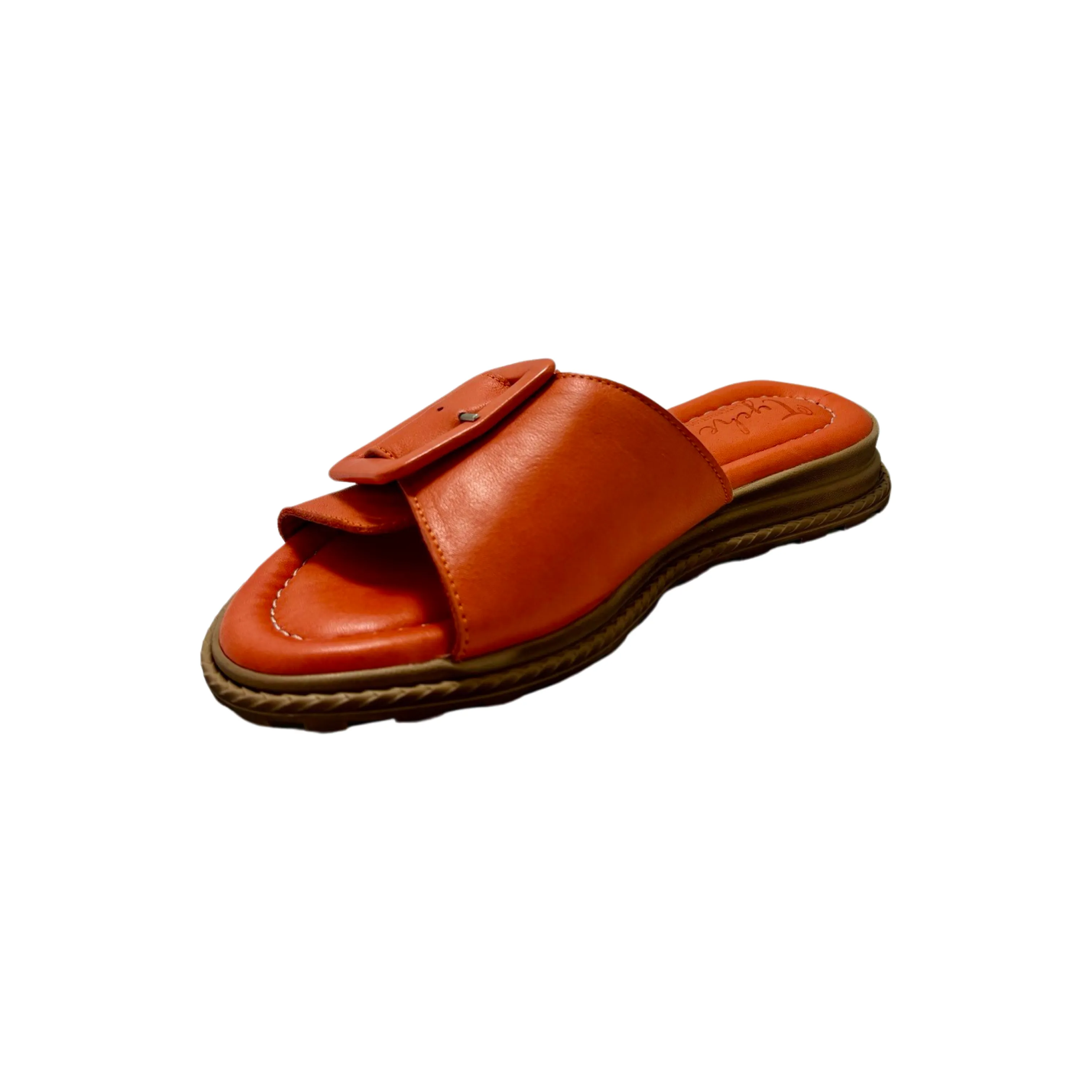 Orange Leather Slide named Monroe