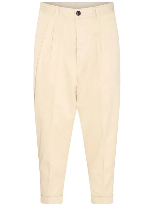 Vanilla Beige Oversized Gabardine Carrot Slacks