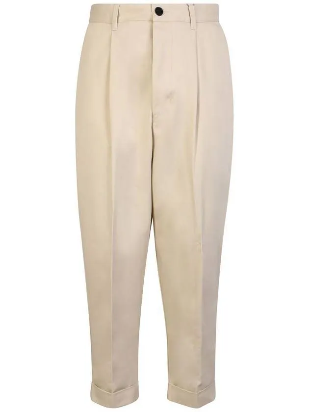 Vanilla Beige Oversized Gabardine Carrot Slacks