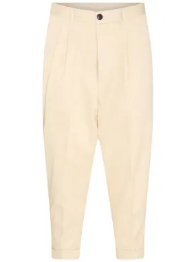 Vanilla Beige Oversized Gabardine Carrot Slacks