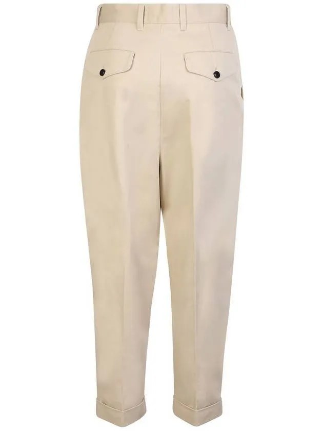 Vanilla Beige Oversized Gabardine Carrot Slacks