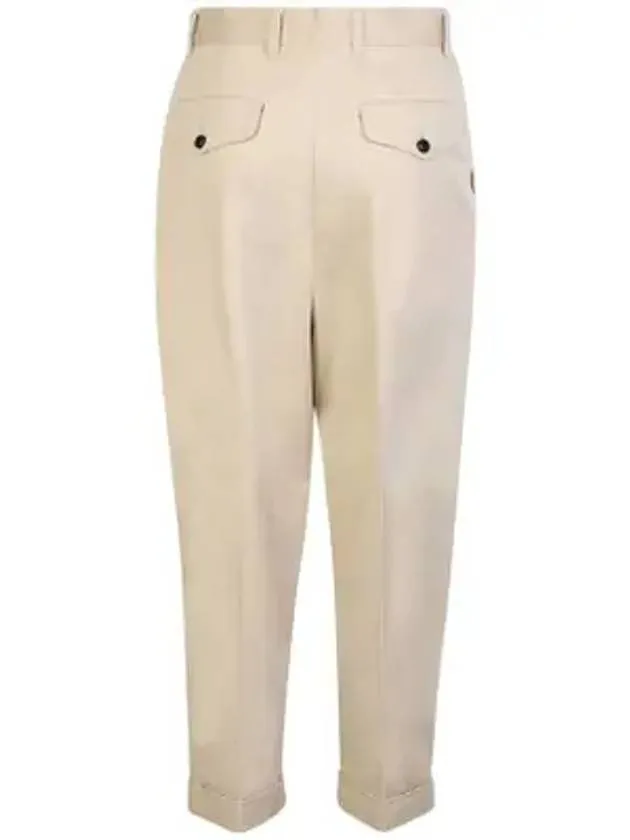 Vanilla Beige Oversized Gabardine Carrot Slacks