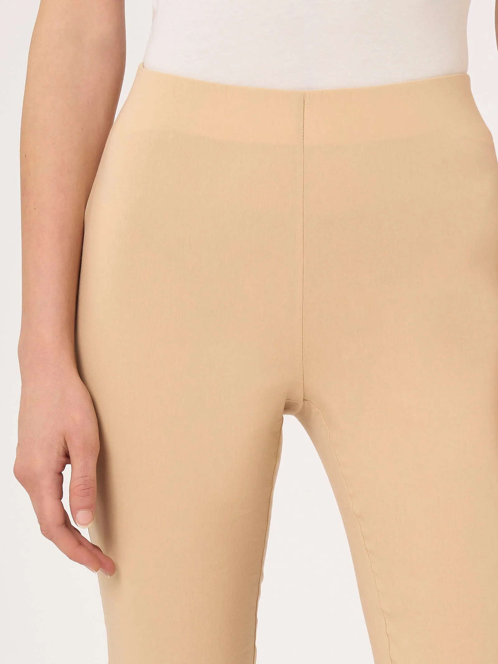 Pantalone capri Super Fresh con spacchetti - Cappuccino