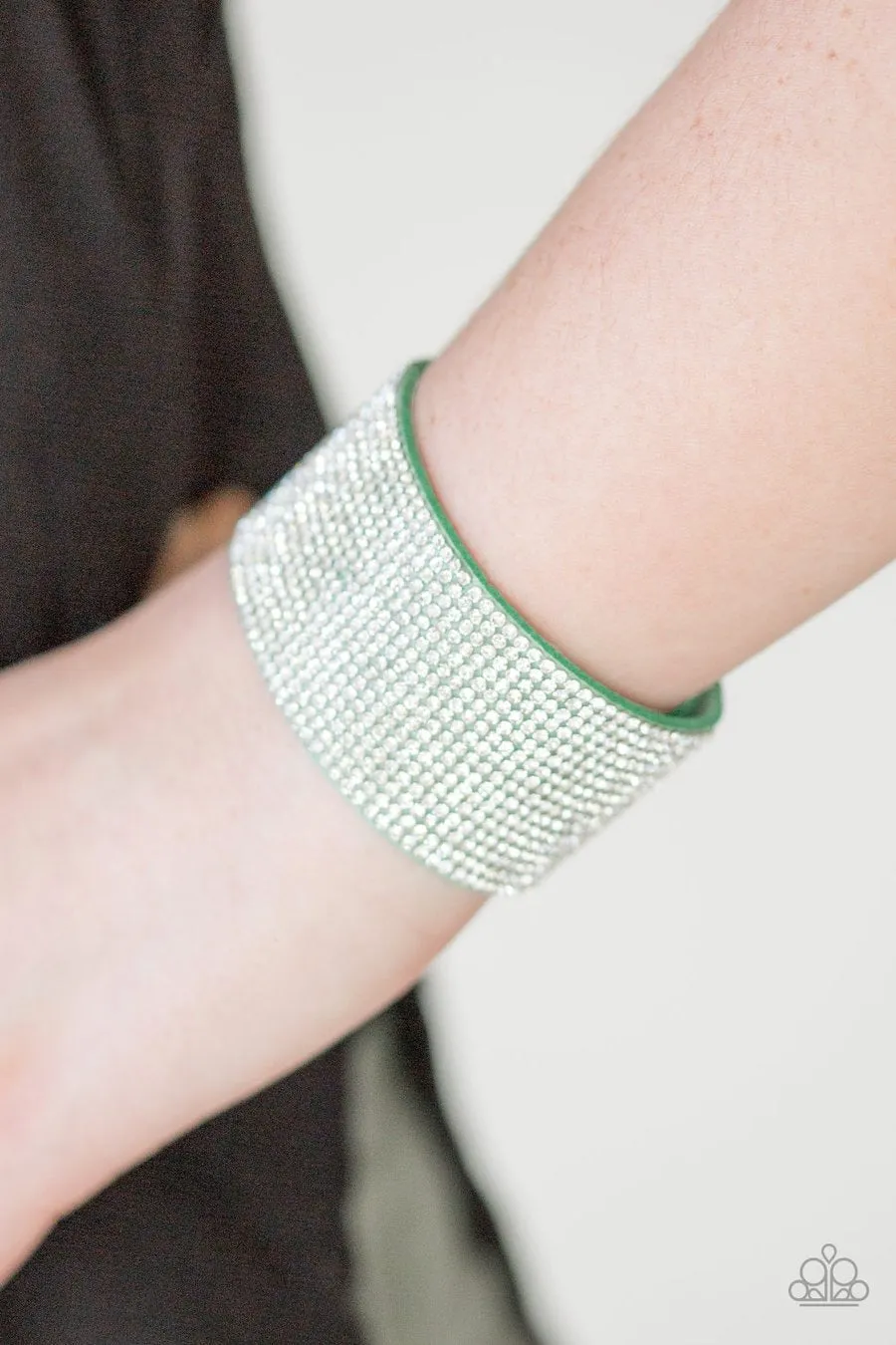 Green Roll With The Punches Paparazzi Wrap/Snap Bracelet