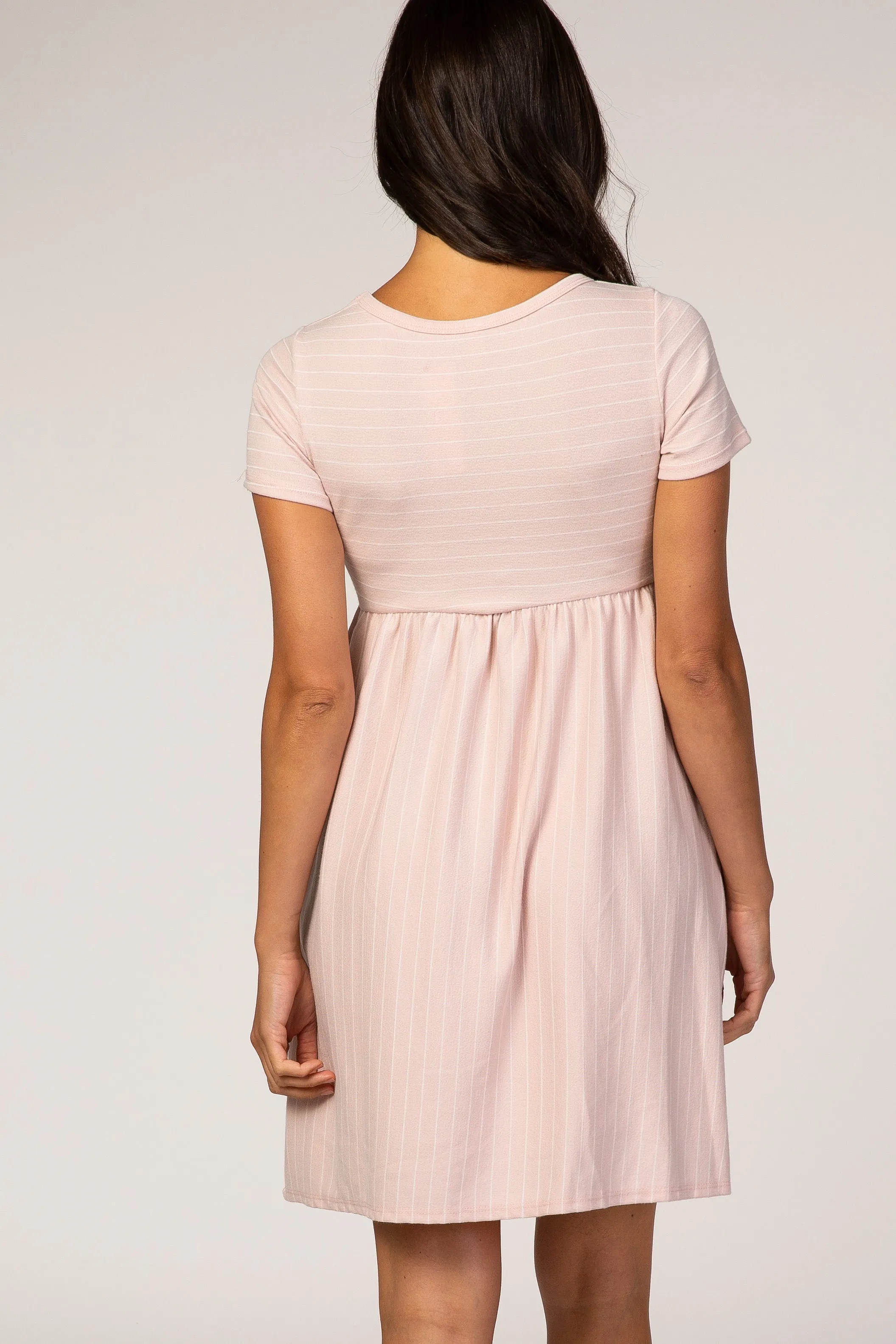 Pink Babydoll Dress with Stripes