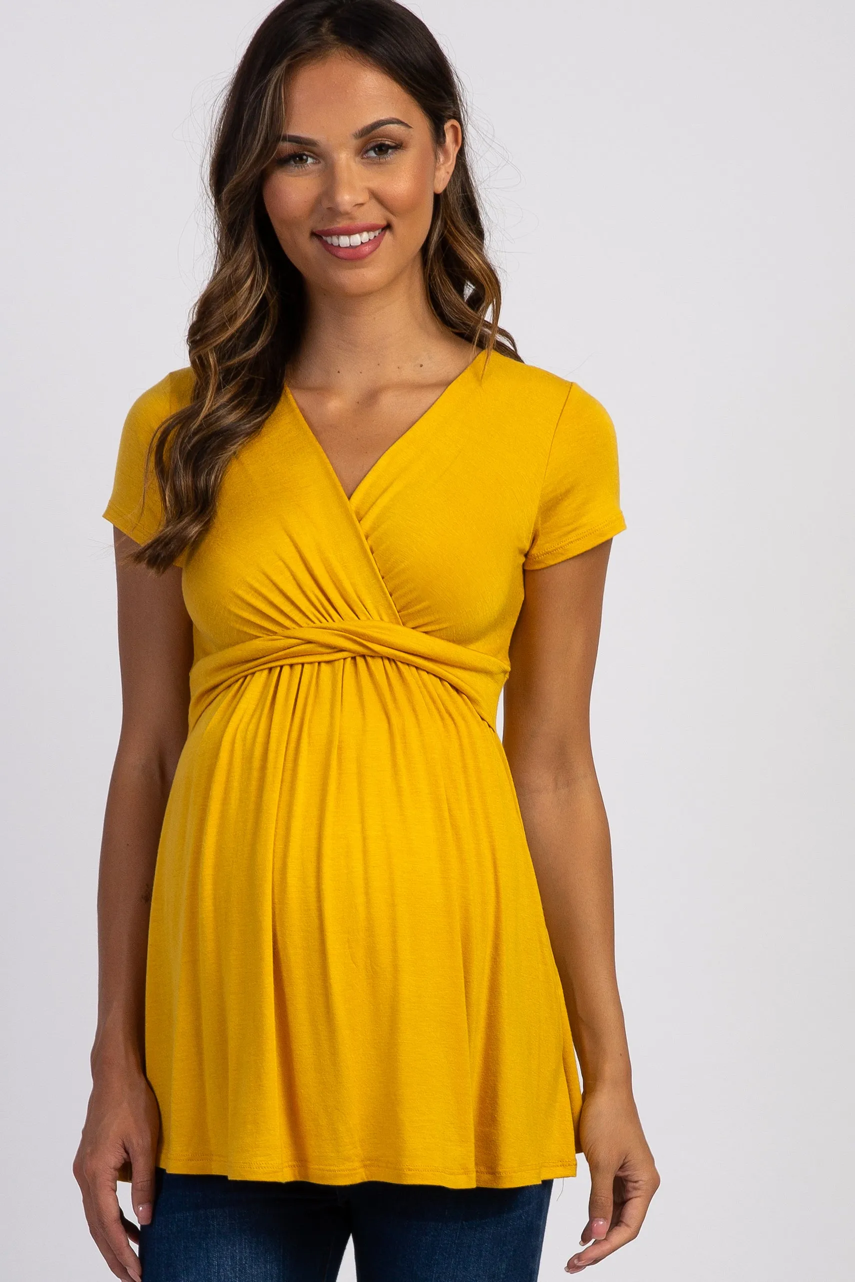 Gold Draped Front Maternity/Nursing Top