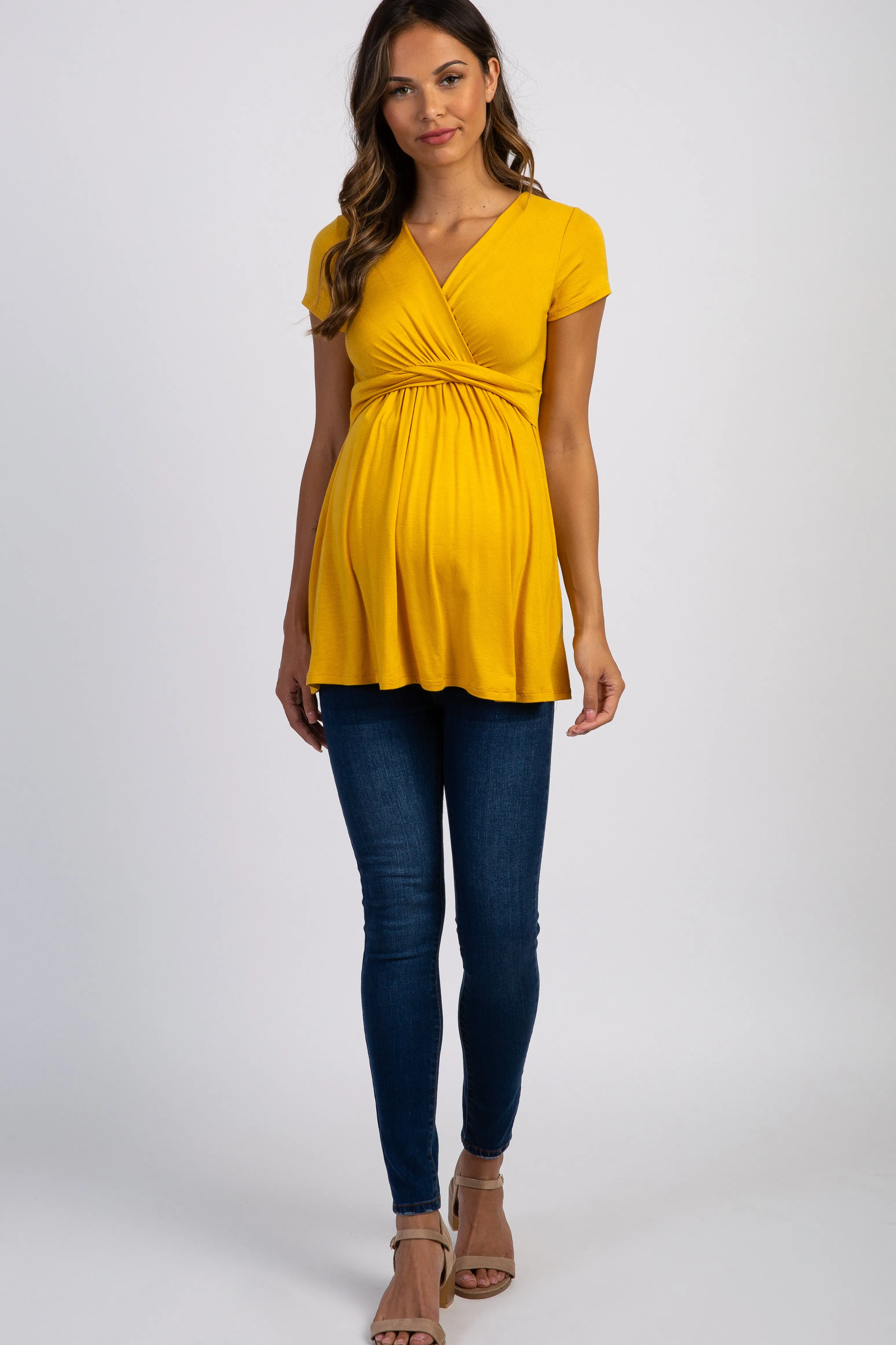 Gold Draped Front Maternity/Nursing Top