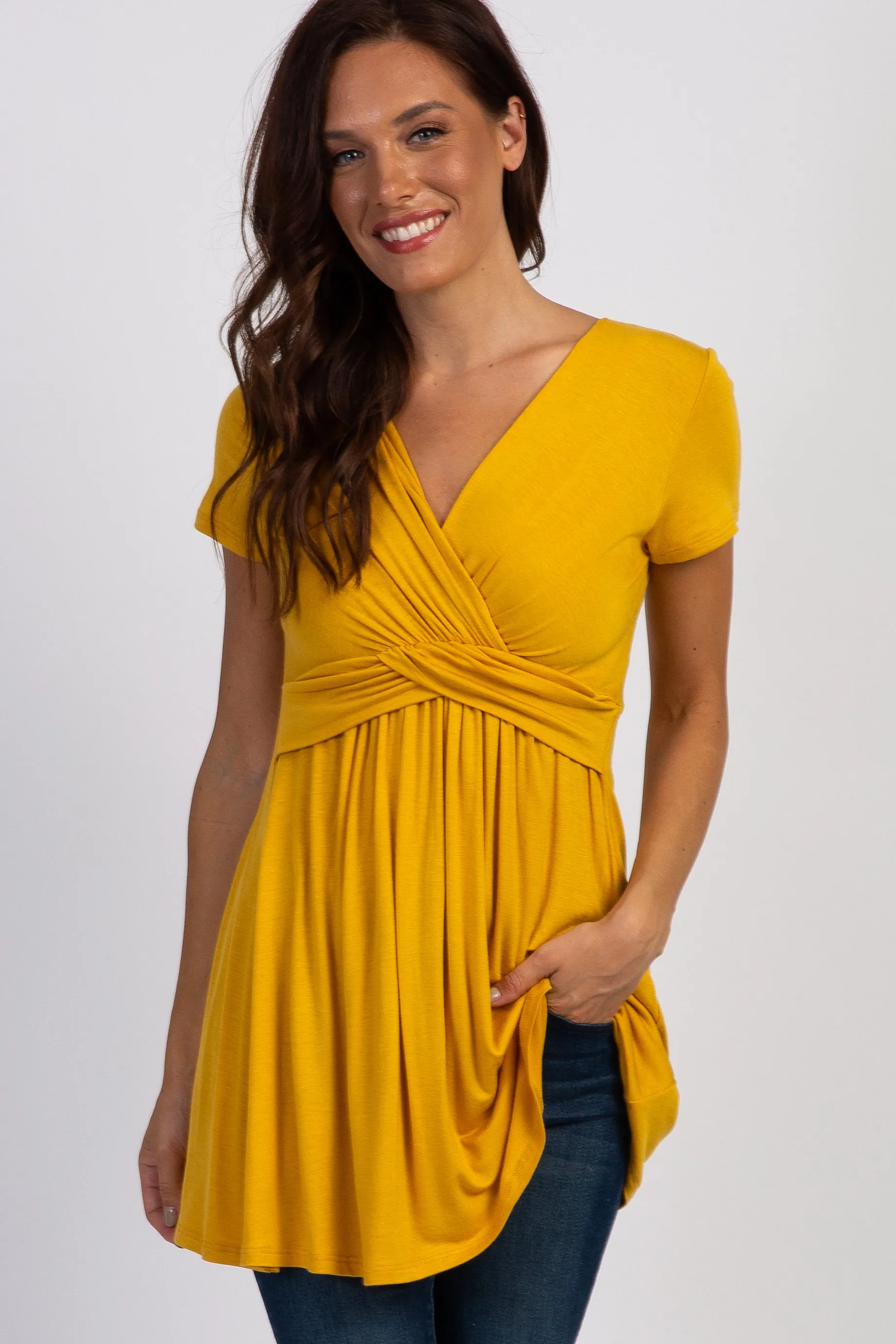 Gold Draped Front Maternity/Nursing Top