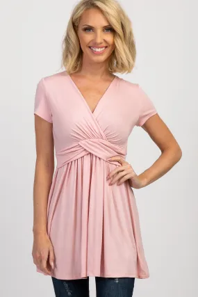 Light Pink Draped Front Nursing Top PinkBlush