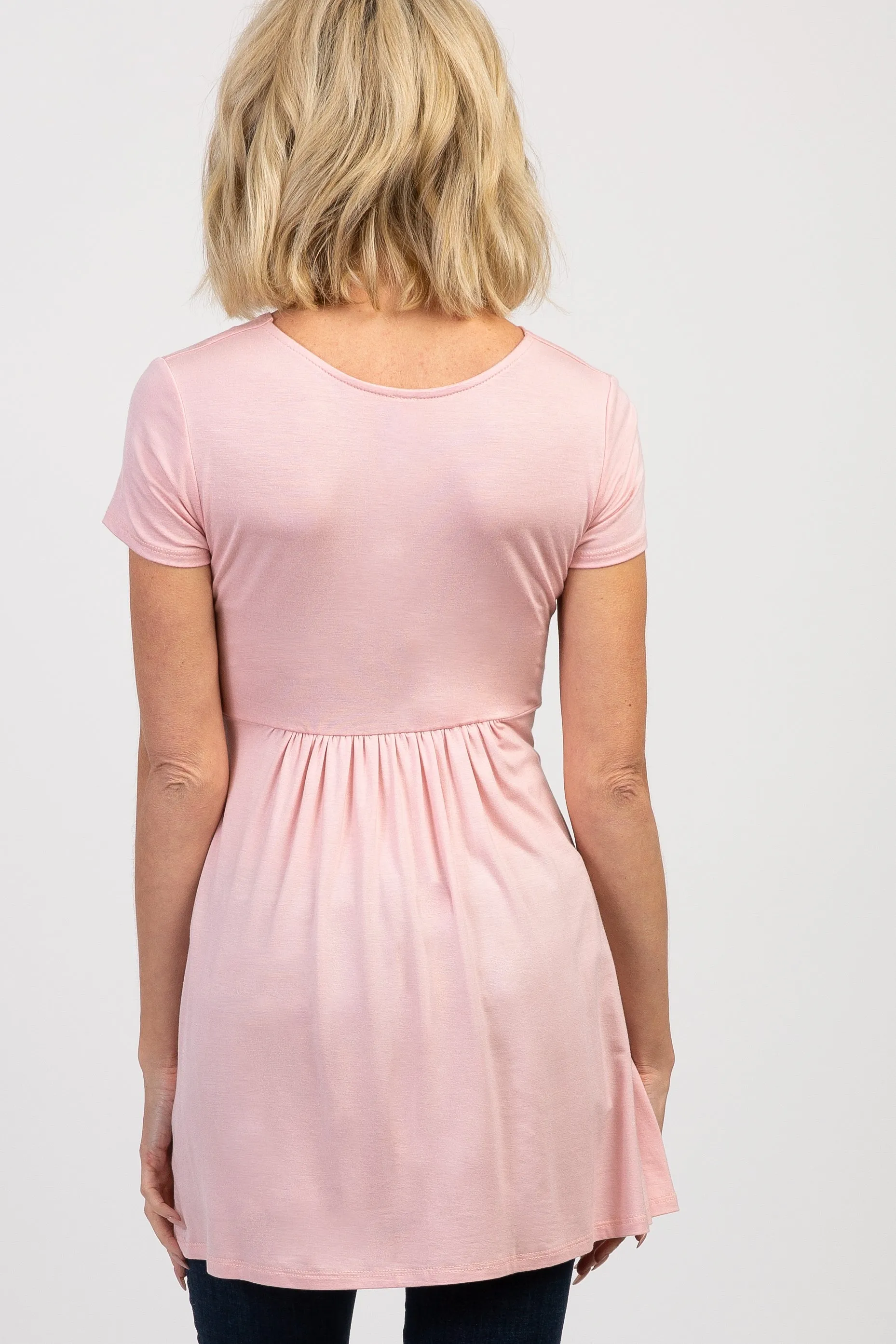 Light Pink Draped Front Nursing Top PinkBlush