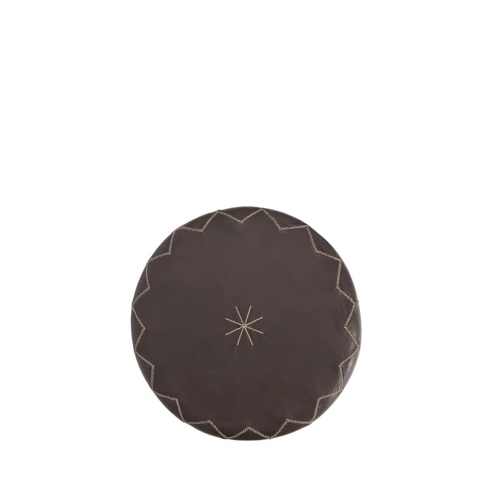 Brown Leather Pouf New Casablanca L