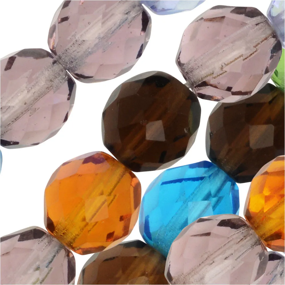 Faceted Round 10mm Glass Beads