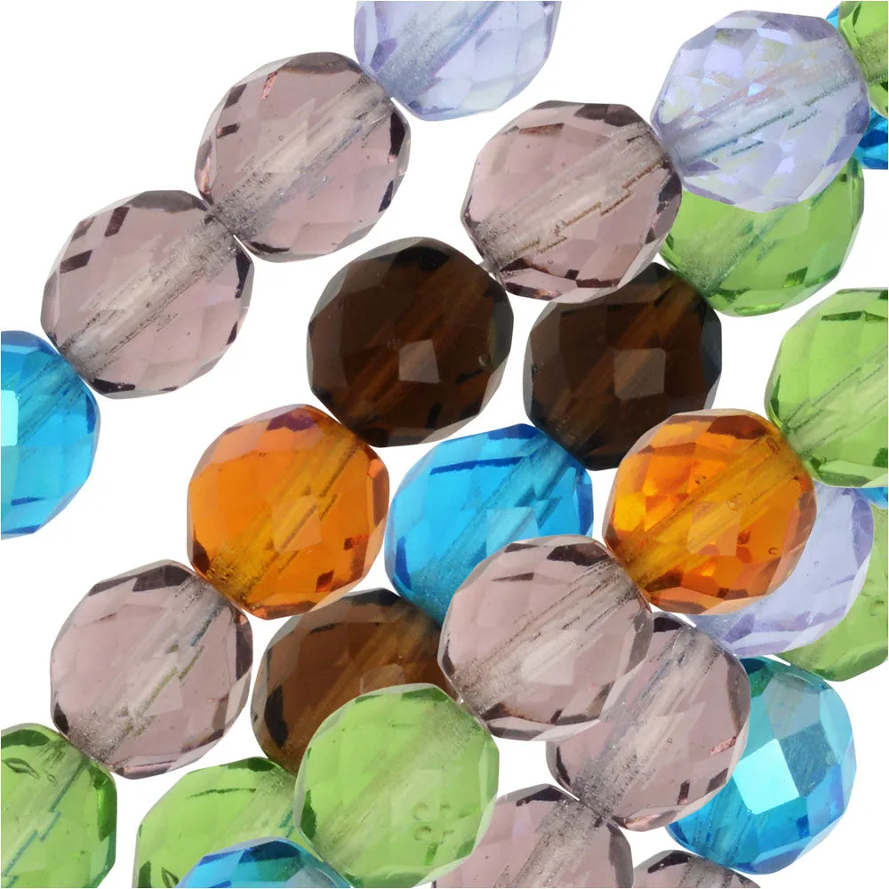 Faceted Round 10mm Glass Beads