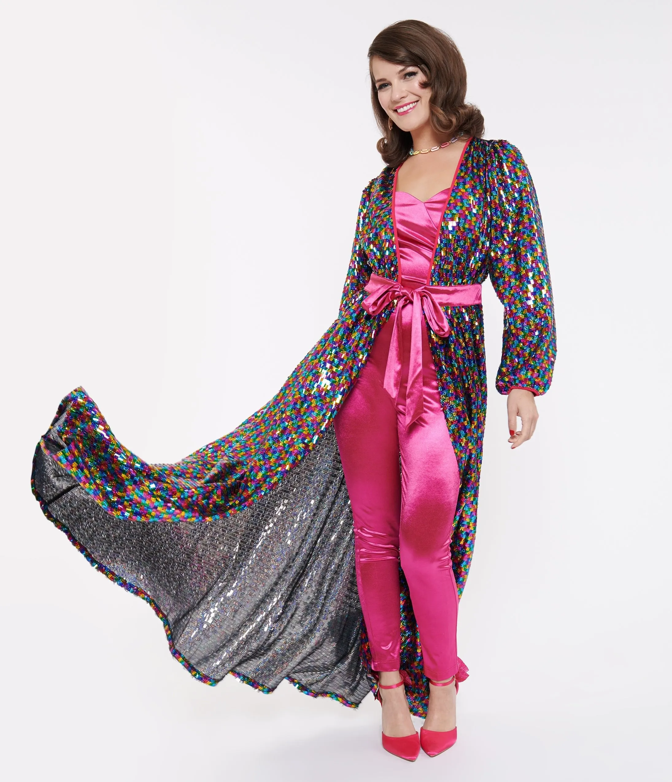 Vintage Rainbow Sequins Hollywood Duster