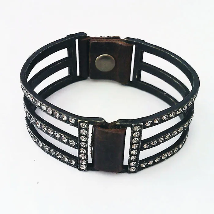 Rebel Blackened Brass Swarovski Crystal Bridges Bracelet