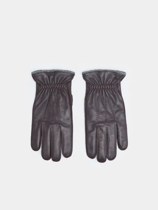 Leather Ribbed Gloves